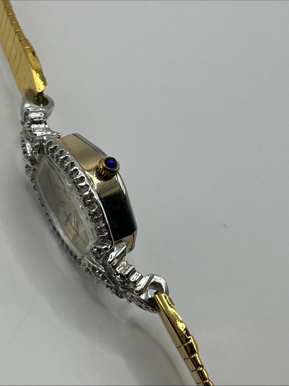 Dufonte Lucien PicLadies 17mm watch Gold Tone Diamond & Dark Blue Ruby Bezel - Picture 10 of 14